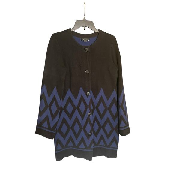 Ann Taylor Black & Blue Long Sleeve Cardigan Long Length- Size Medium - Picture 1 of 7
